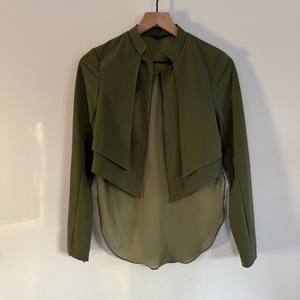 Guess Olive Green Jacket with Sheer Barely There Back XS